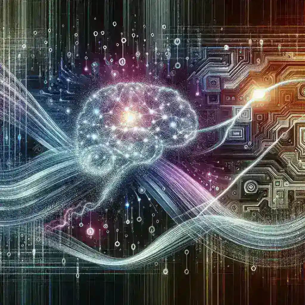 "Quantum machine learning algorithm visualization showcasing exponential performance improvements in data analysis compared to classical methods."