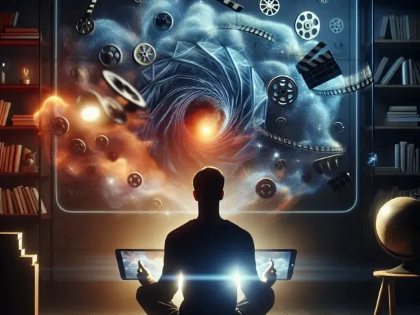 "Netflix introduces film school masterclasses within its app, showcasing an engaging lesson scene with diverse students and a professional instructor discussing filmmaking techniques."